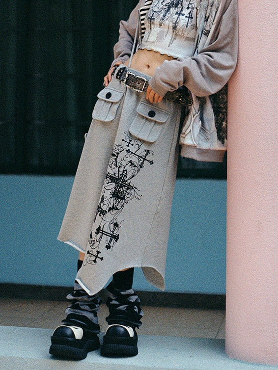 Cross Print Skirt