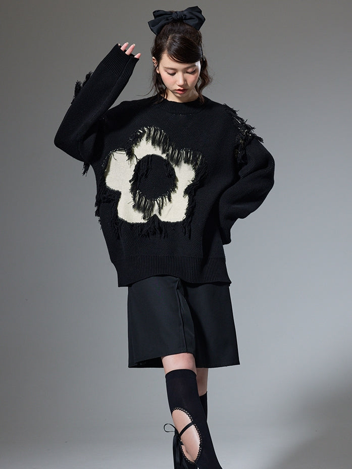프린지 꽃 스웨터