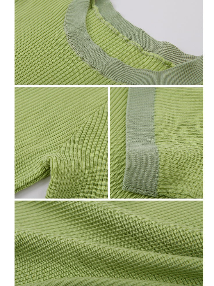 Short-Sleeed Slim-fit Bottoming Knitted Top