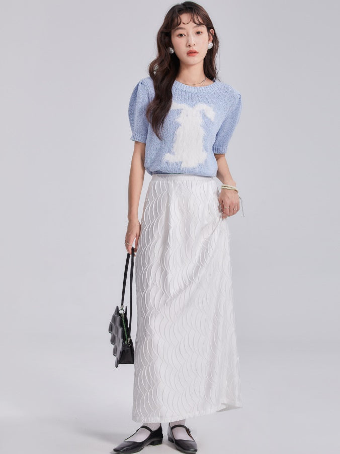 Satin Fish Scale Wrinkle Loose Shirt & Skirt