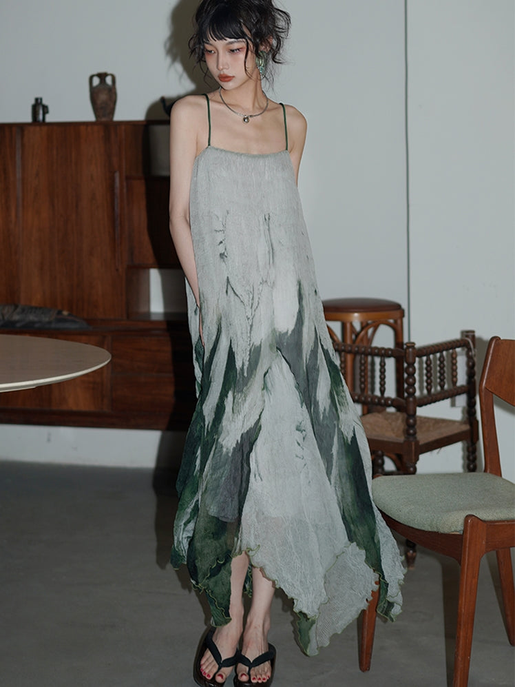 넥타이 염색체 느슨한 서스펜더 드레스