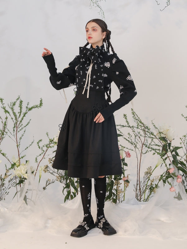 Tiered High-waist Flower Fluffy Skirt