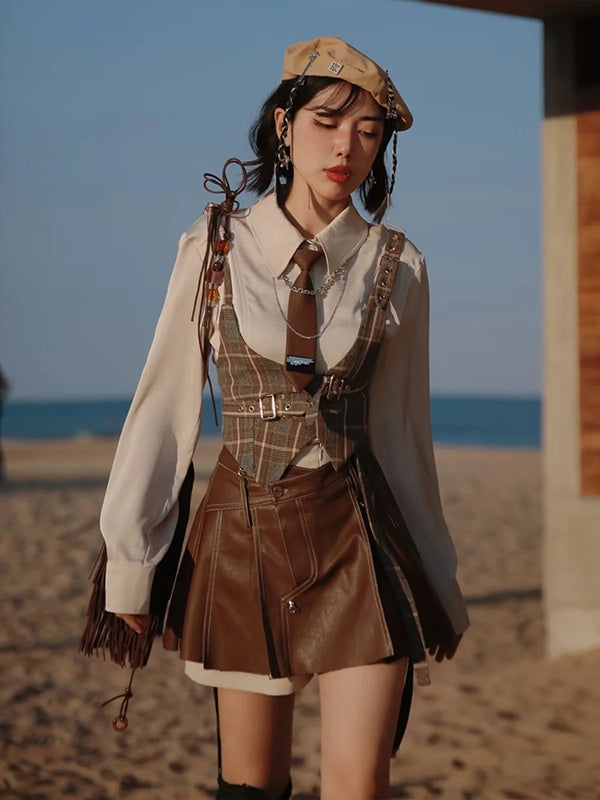 British Style Anzug Jacke & Shirt & Culottes