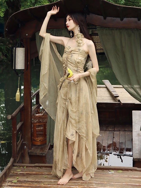 실크 A- 라인 치마