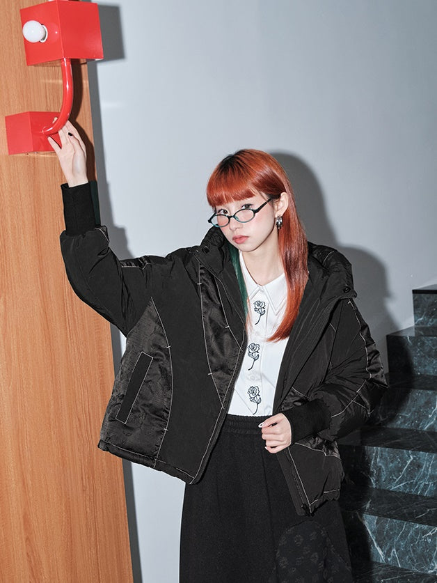 Schmetterlingstextur kurz Down Jacke