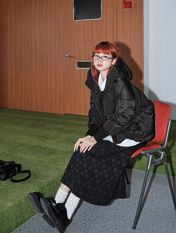 Schmetterlingstextur kurz Down Jacke