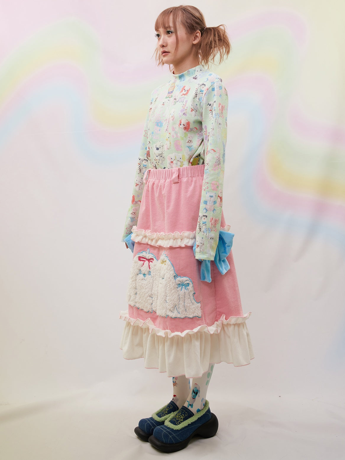 Gedruckter Cord -Spitzenrock