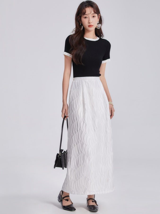 Satin Fish Scale Wrinkle Loose Shirt & Skirt