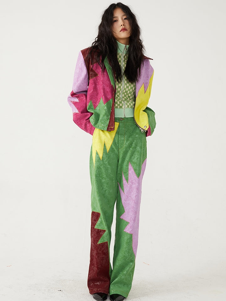 Stitching -Kontrastfarbe Faux Lederhosen