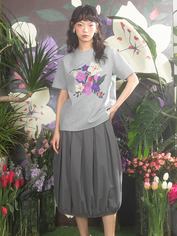 SAKURA PRINT LOOSE SLEEVE T-SHIRT