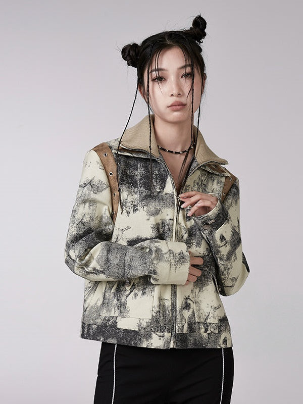 DOUBLE-COLLAR INK PAINTING JACKET