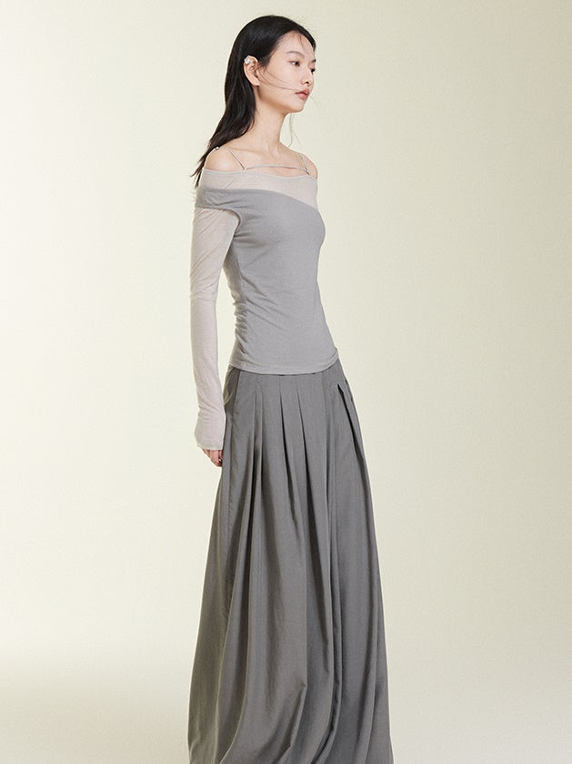 Fake Two ONE-WORD COLLAR BOTTOMING T-SHIRTS