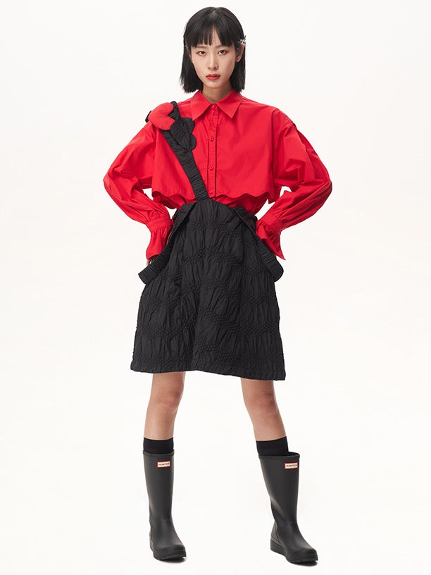 Double-Layer Hollow Deconstraction Splicing Loose Shirt