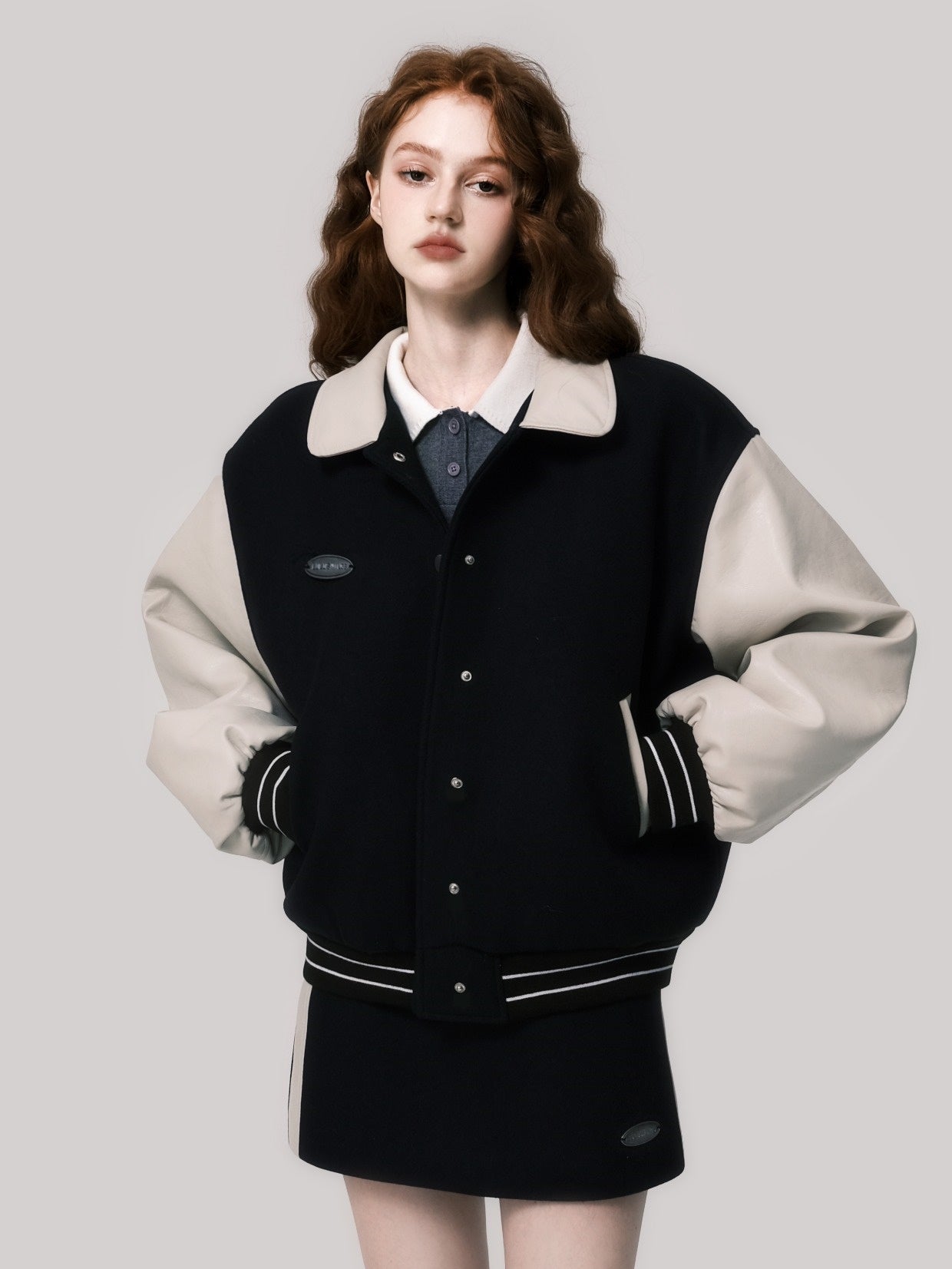 Wool Quilted Baseball Jacket & Skirt