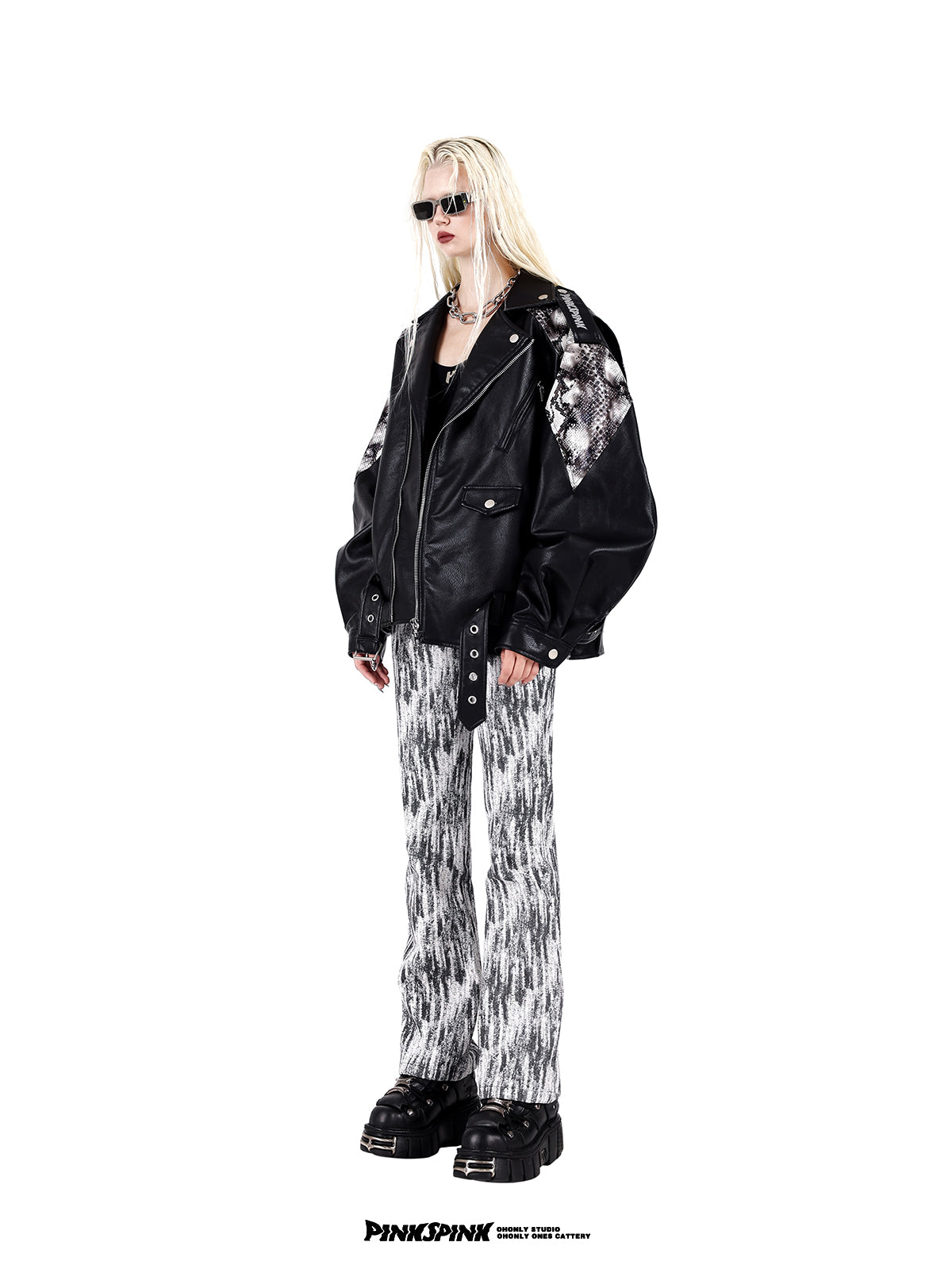 Leather Over-size Cool Python Jacket