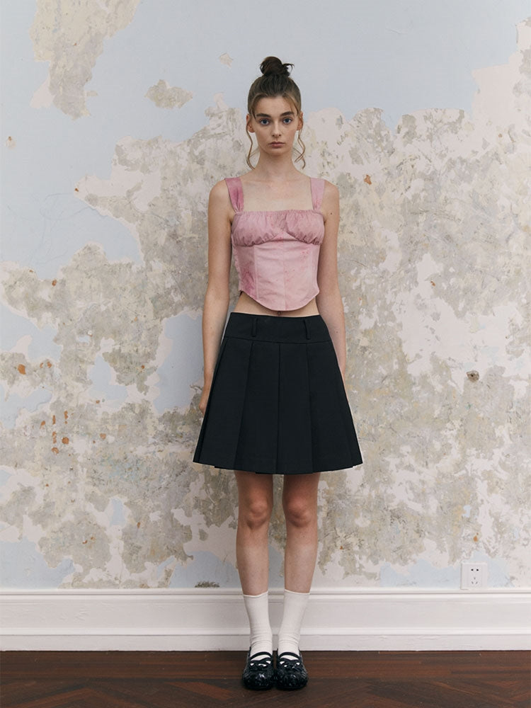 BOX-PLEATS WRAP Short Skirt