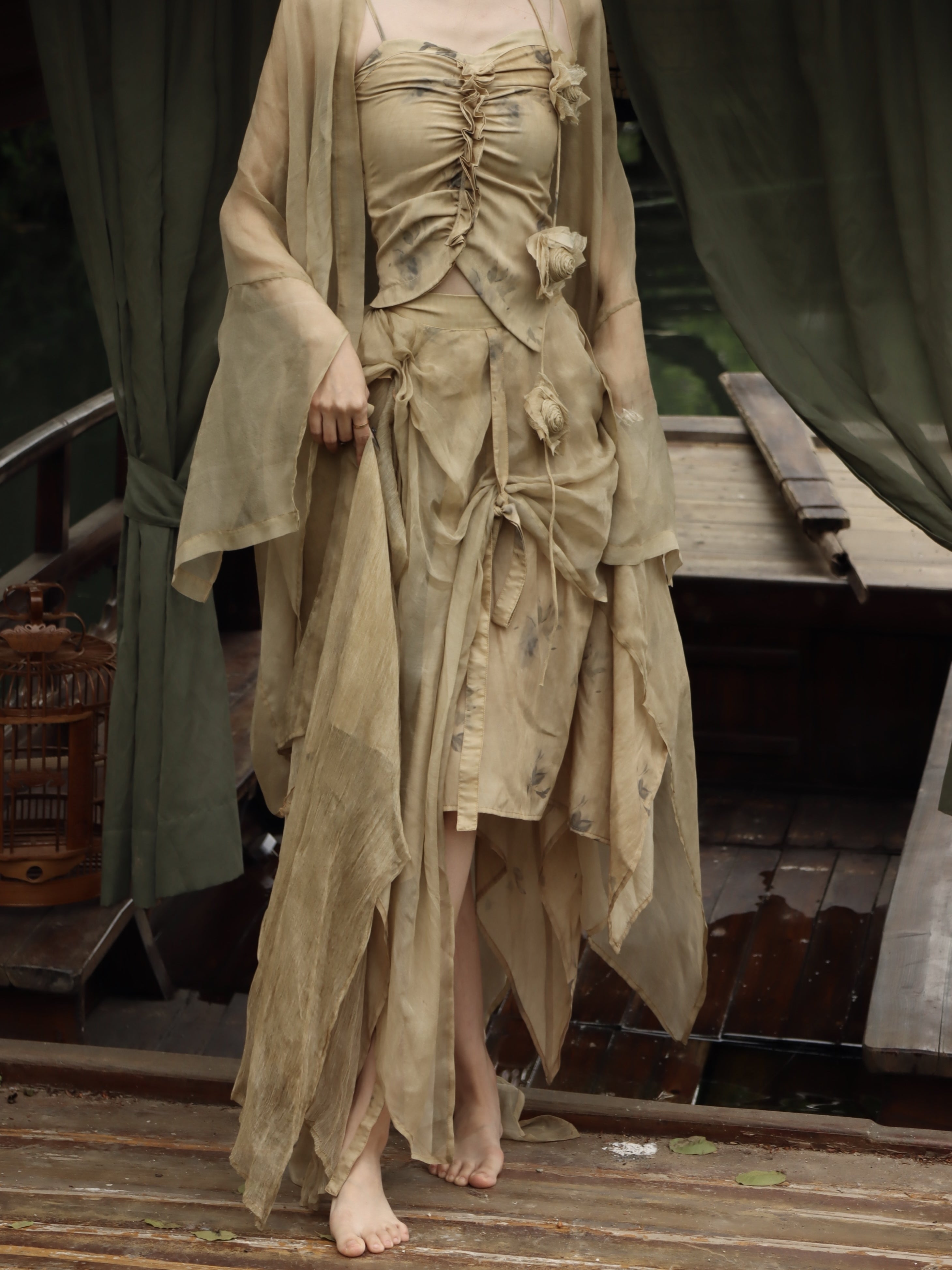 실크 A- 라인 치마