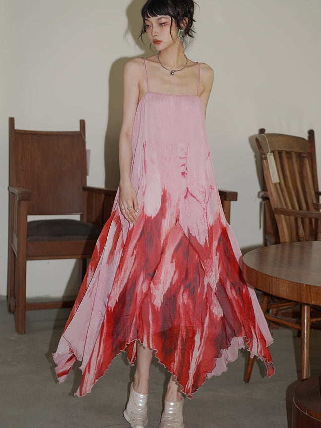 넥타이 염색체 느슨한 서스펜더 드레스