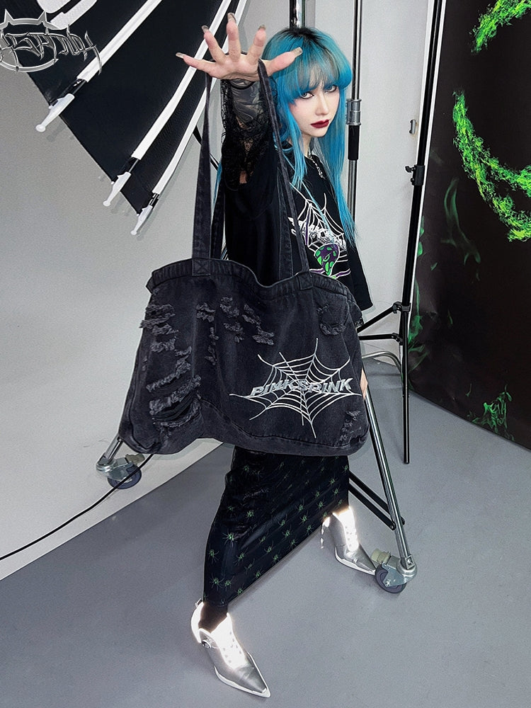 거미 Y2K 데님 백