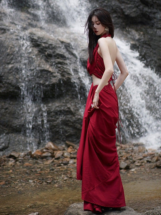 Irregular Sleeveless Halter Top