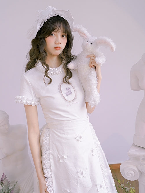 프릴 귀여운 캐주얼 티셔츠