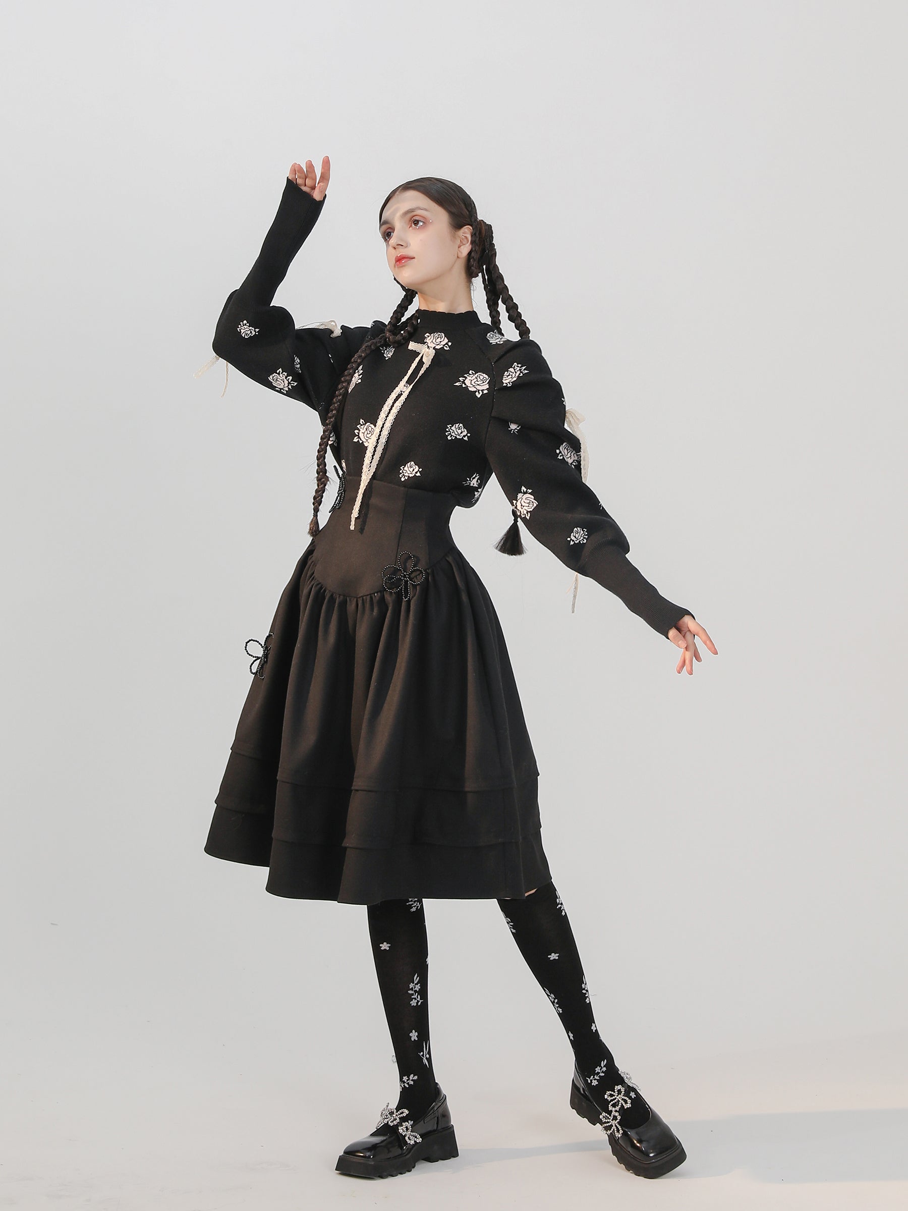 Tiered High-waist Flower Fluffy Skirt