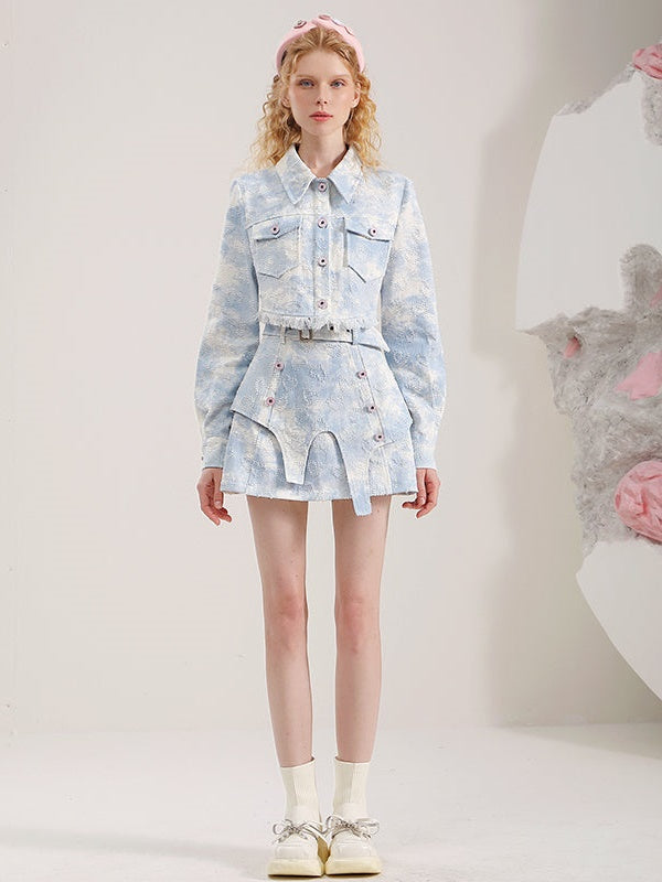 Denim Jacket & Splicing Skirt Setup