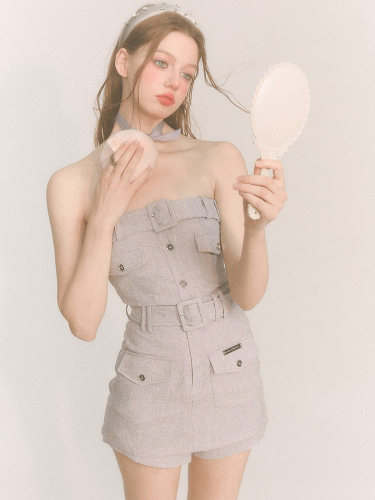 캐주얼 짧은 재킷 및 튜브 탑 & 컬로 테