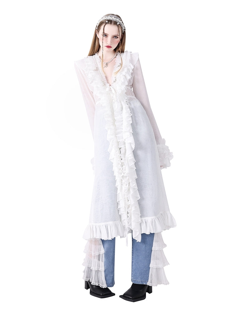 Fee Spitze Sonnenschutzmittel mit langer Strickjacke