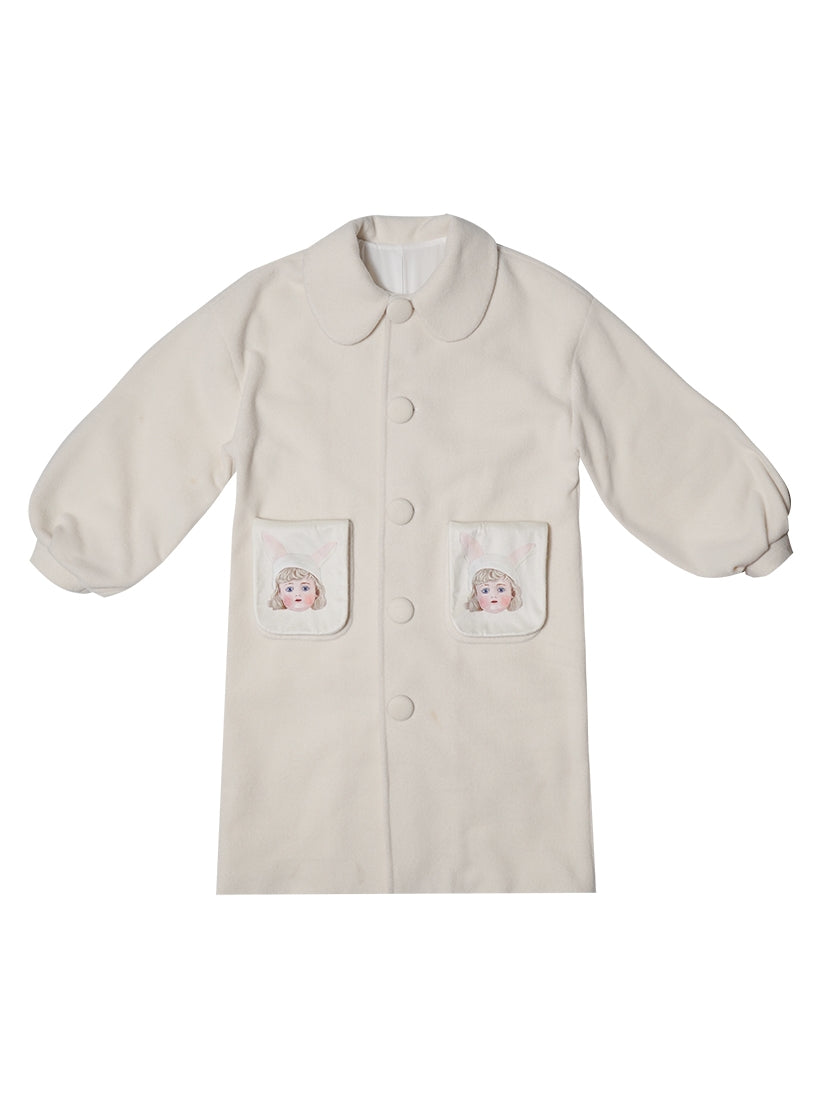 Langer süßer Frill Round-Collar-Mantel