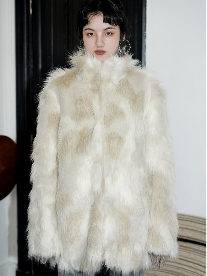 Mid-LENGTH LOOSE FUR COAT