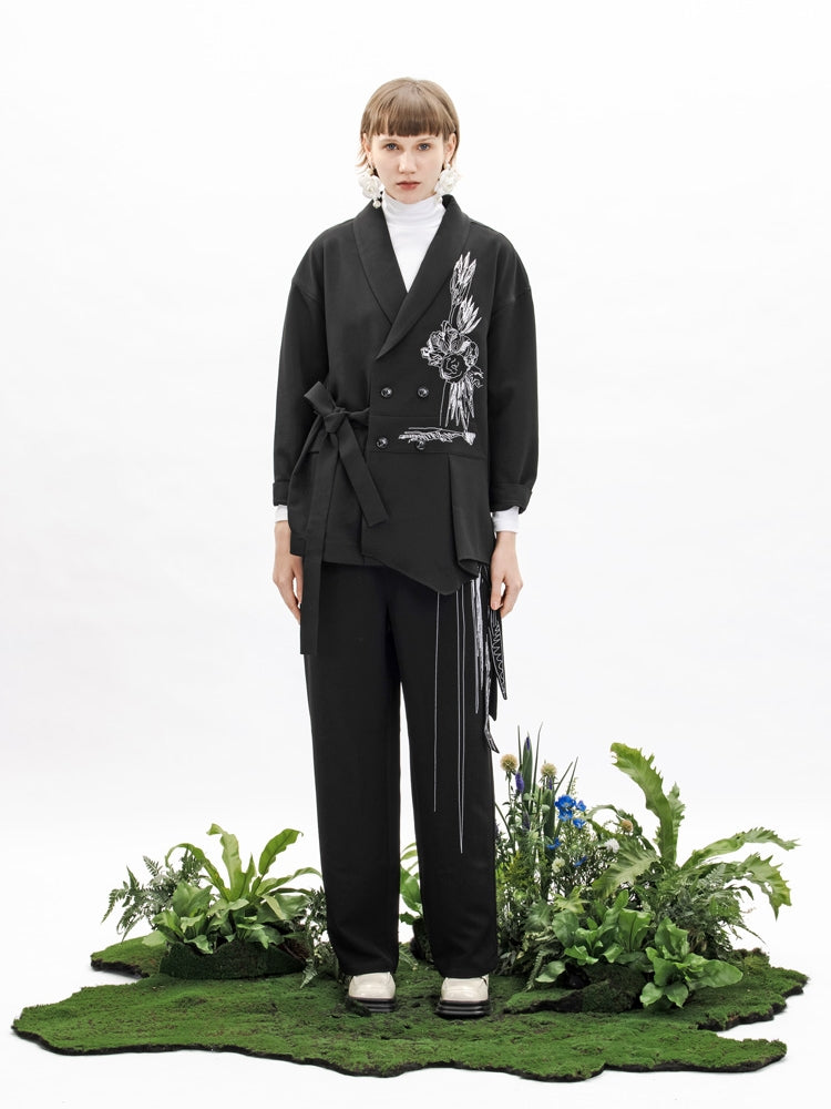 Three-dimensional Embroidery Nichi Straight Pants