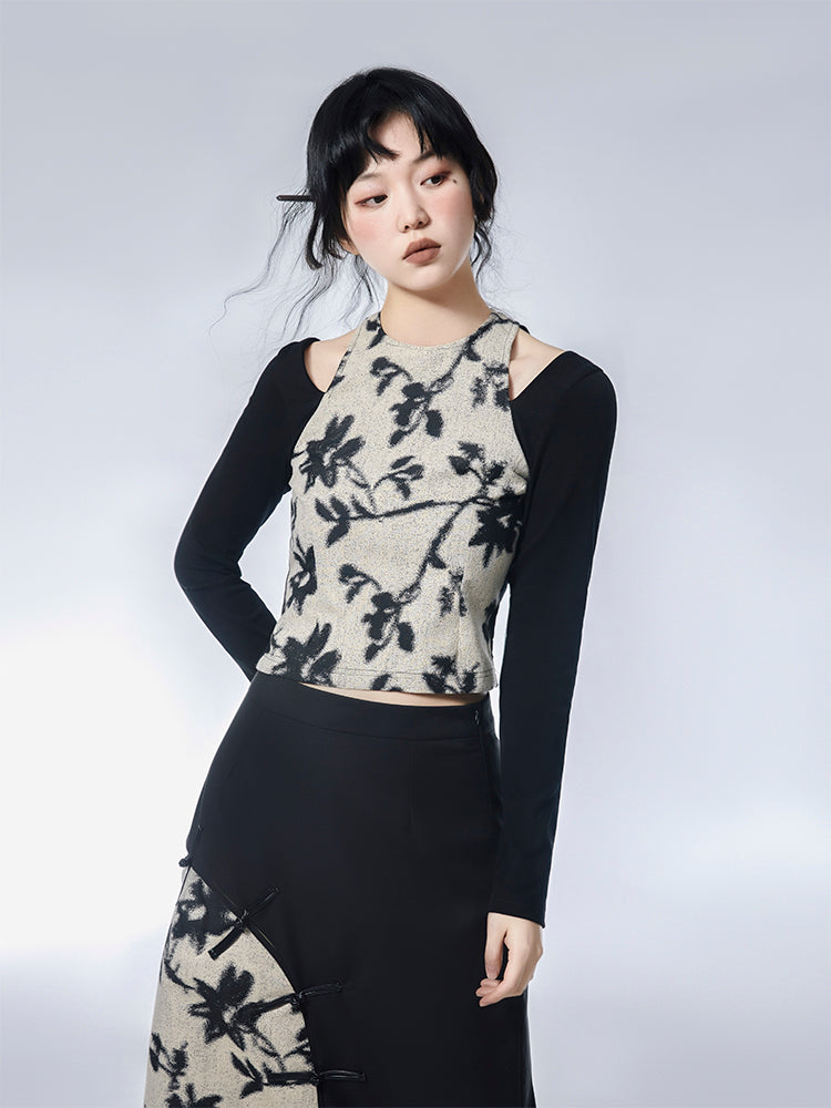 Flower Retro Unique Tight OPNE-SHOULDER CUTSEW