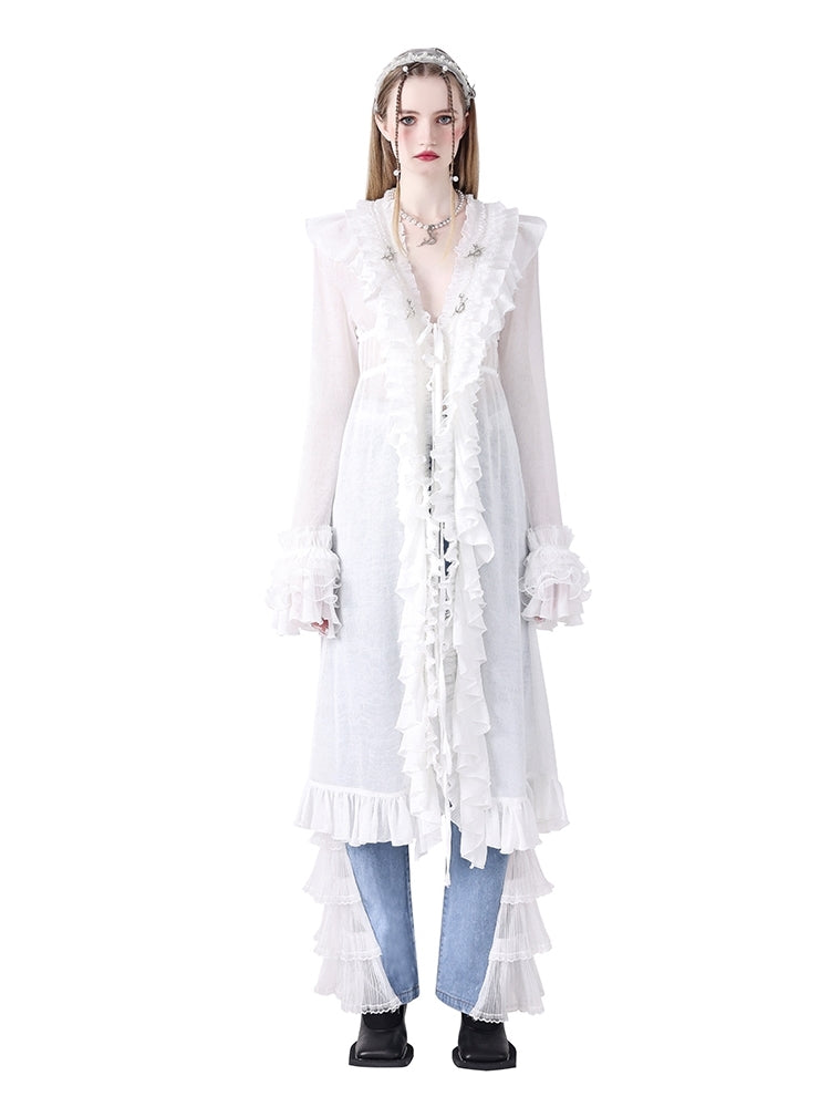 Fee Spitze Sonnenschutzmittel mit langer Strickjacke