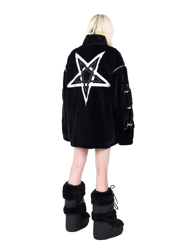 Detachable Sleeve Pentagram Embroidered Jacket