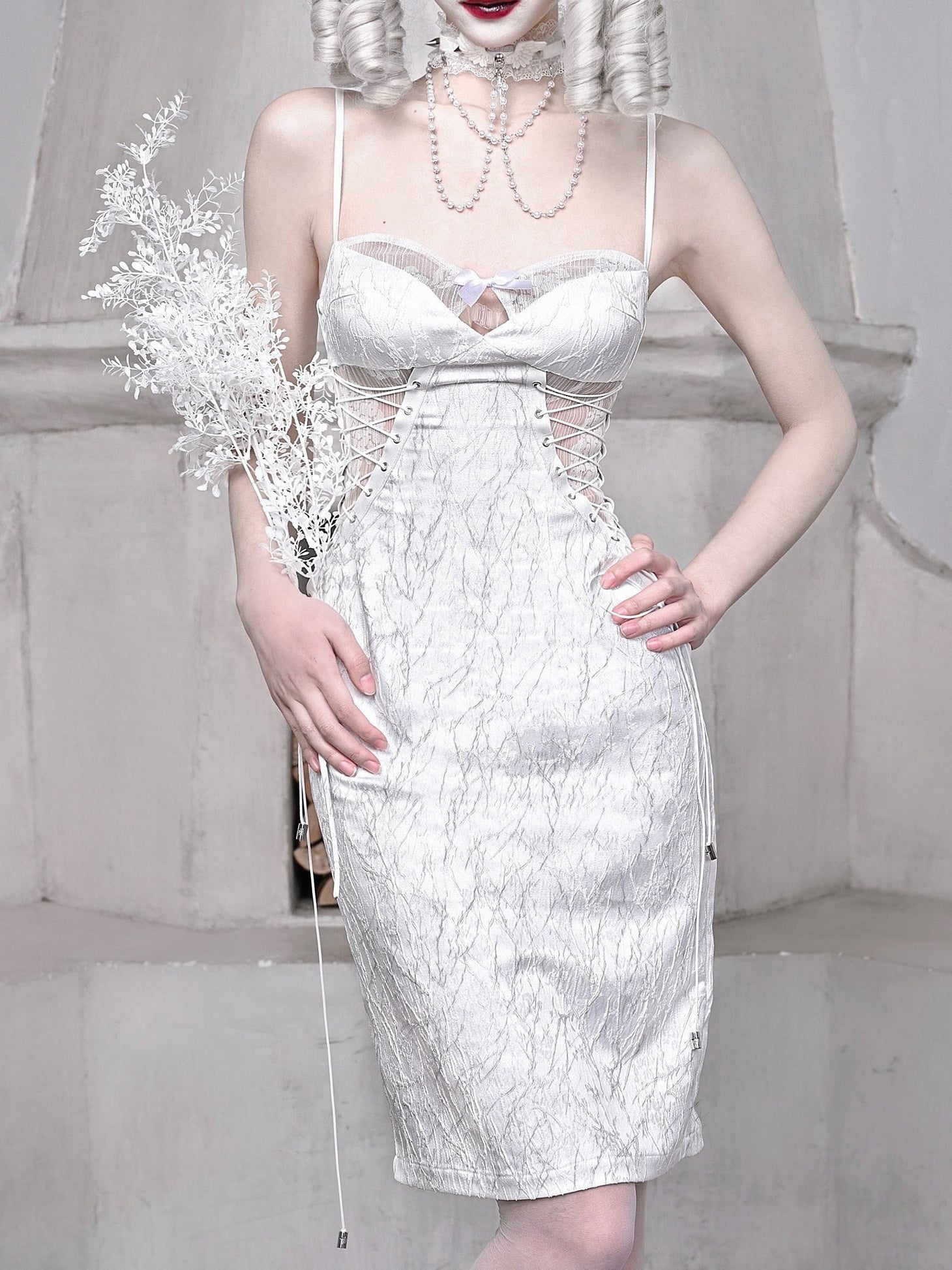 Strap Jacquard Slim Sling Dress