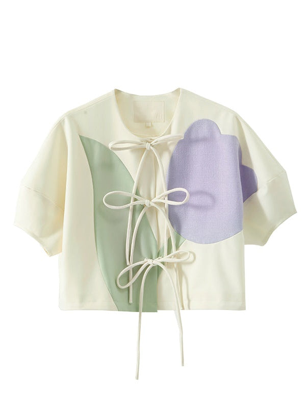 Tulip Bow Short-Sleeed Top & Skirt