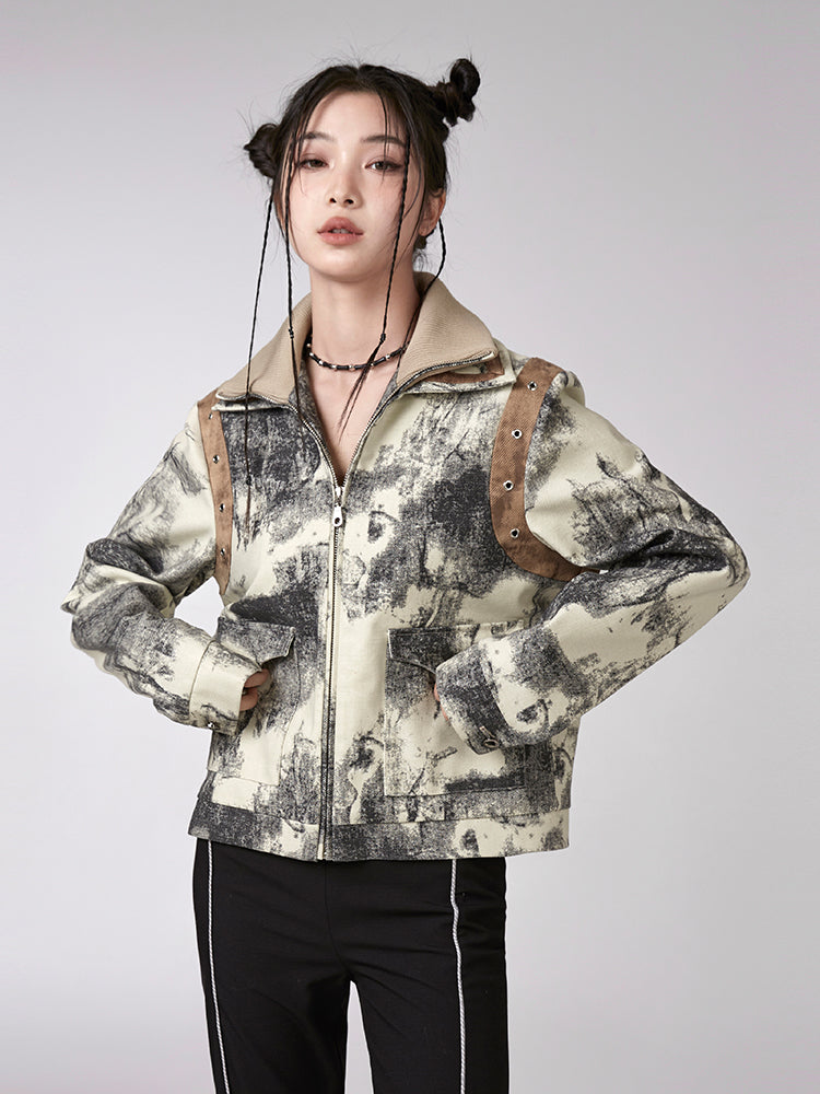 DOUBLE-COLLAR INK PAINTING JACKET