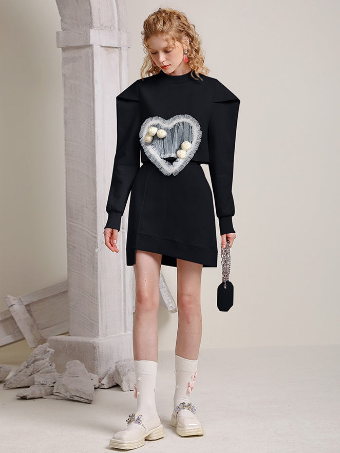 Mesh Love Stitch Top & Slimming IRREGULAR WRAP HIP SKIRT SETUP