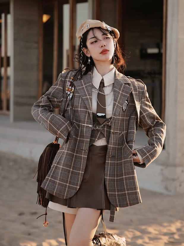 British Style Anzug Jacke & Shirt & Culottes