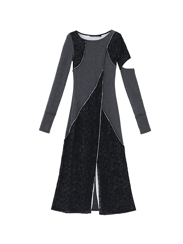 Gestrickte schlanke Passform Jacquard Panel Kleid