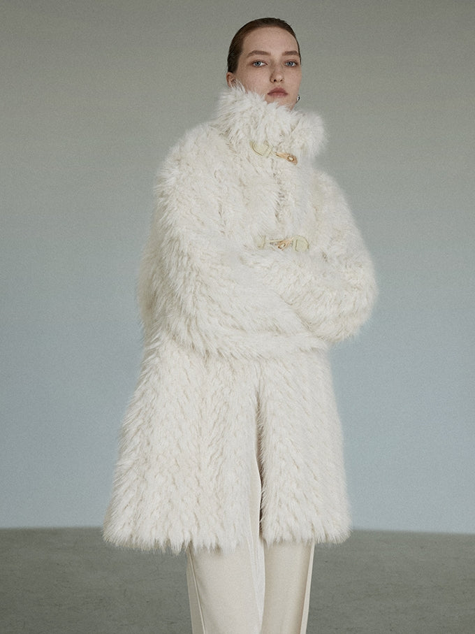 Fluffy BOA FUR MATURE MIDDLE STAND-COLLAR JACKET