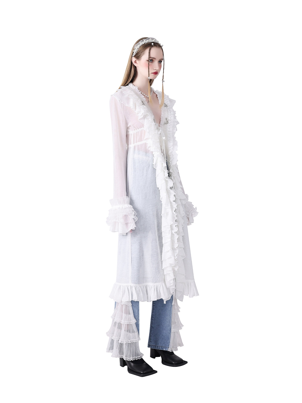 Fee Spitze Sonnenschutzmittel mit langer Strickjacke