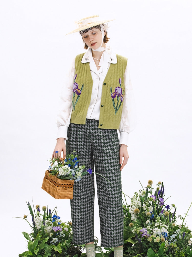 Retro Stickereiblumstrickweste