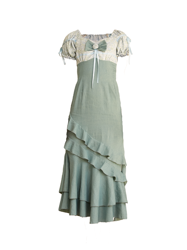 자카드 프릴 드레스