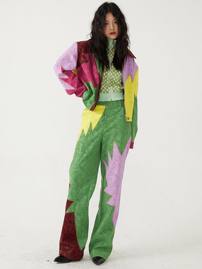 Stitching -Kontrastfarbe Faux Lederhosen