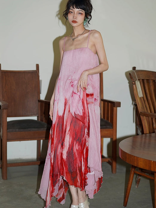 넥타이 염색체 느슨한 서스펜더 드레스