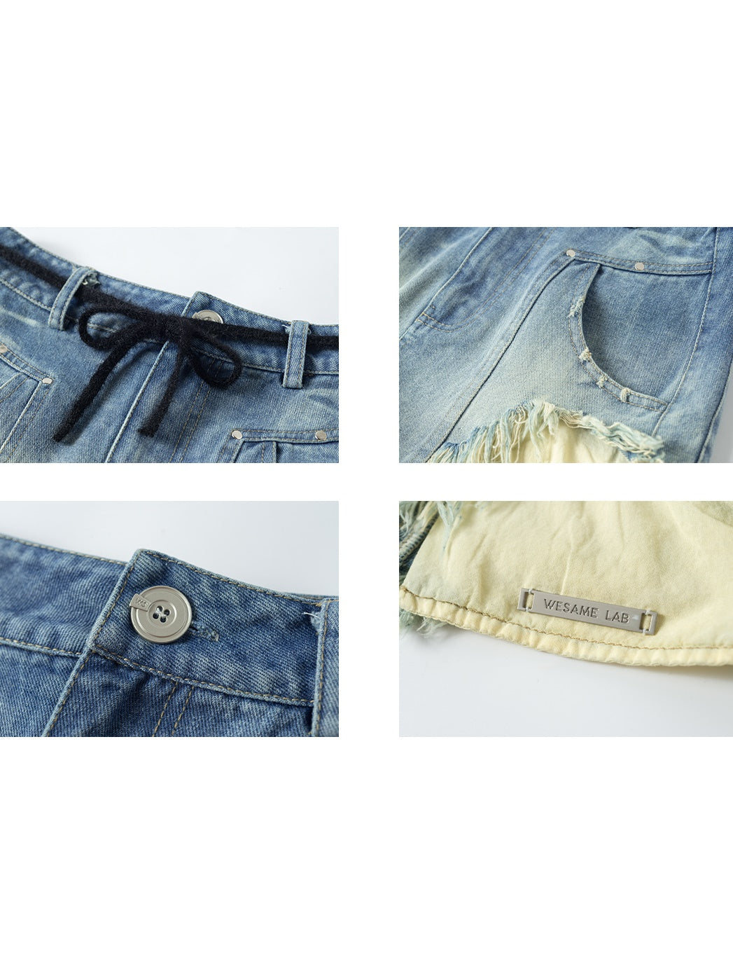 Bindfärbenwäsche rohe Jeansshorts