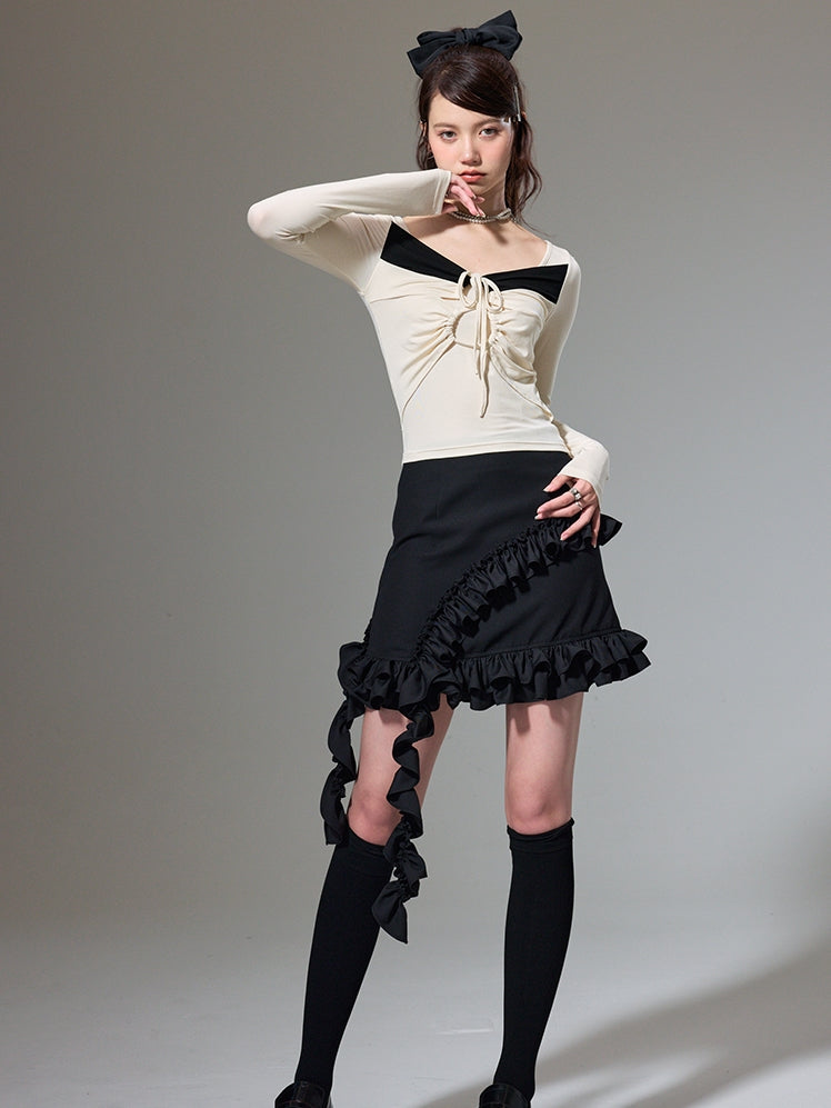 Quadratische Hals mit langem Märm von Bodhemd