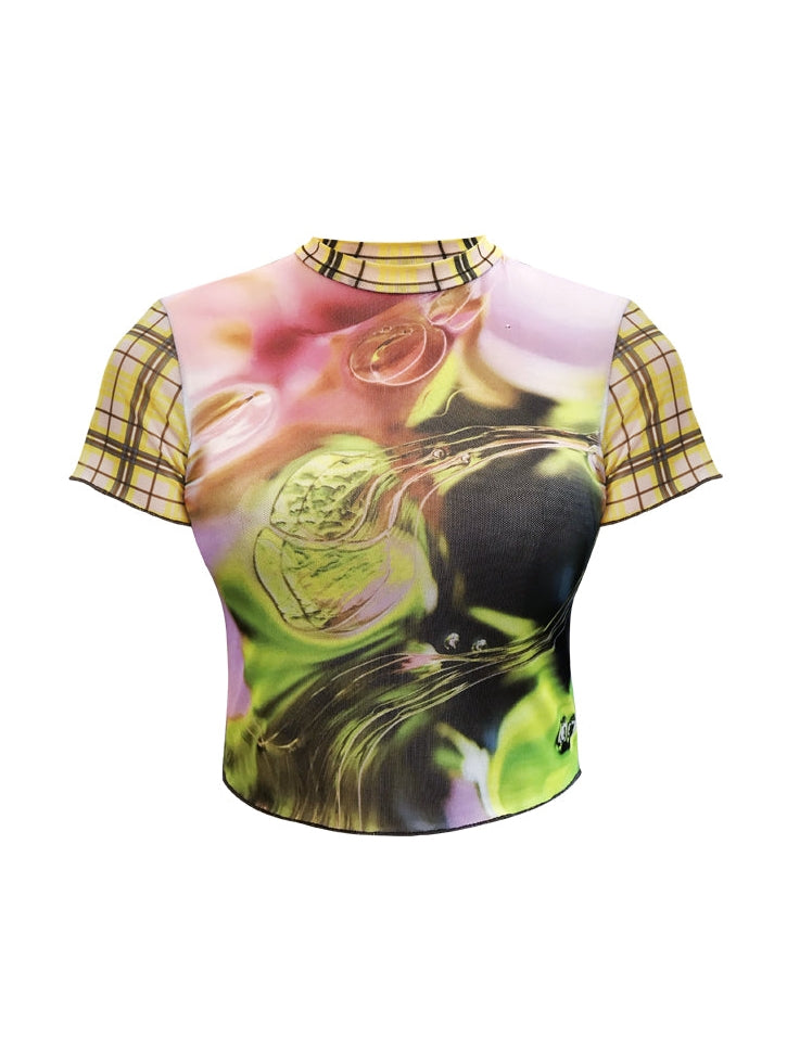 Mesh Stretch Tight BreaThable Short Sleeve Top